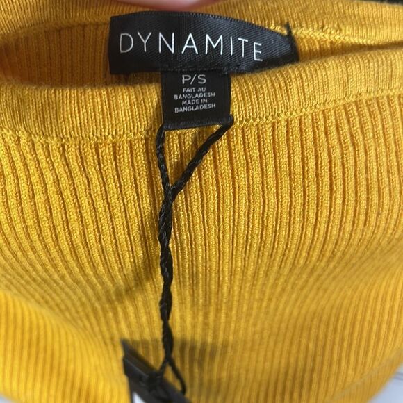🌟 Dynamite Ribbed Mustard Yellow Strapless Crop Top - Size Small - NWT - Picture 3 of 4